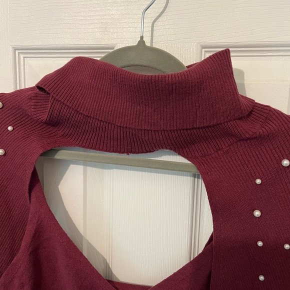 NWT Maroon 2 pc tank w/ neck and sleeve party top SZ L (junior) by Metal - Picture 7 of 7
